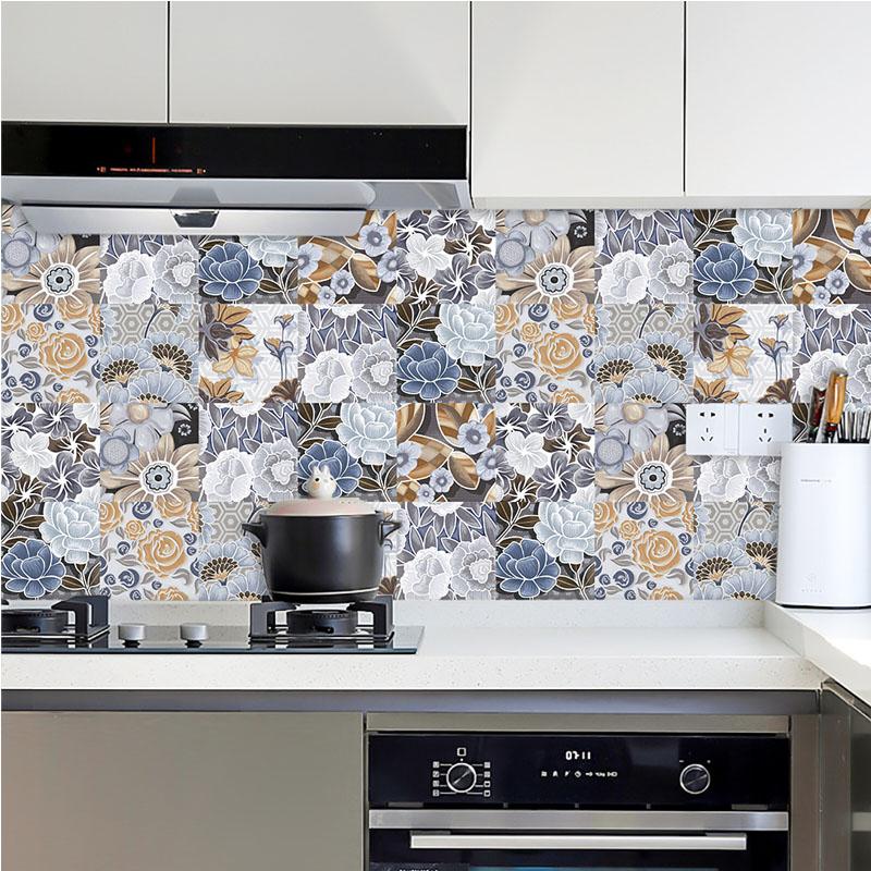 10 PCS PVC Tile Sticker Set Self Adhesive Removable Tile Waterproof Kitchen Bathroom Furniture Stairs Home Decor