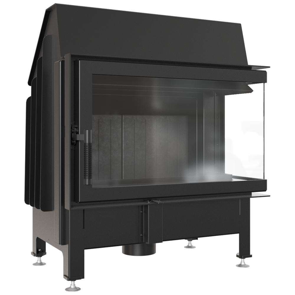 Steel Fireplace KRATKI ZIBI Right 11 kW Ø 180 Black Thermotec Lining