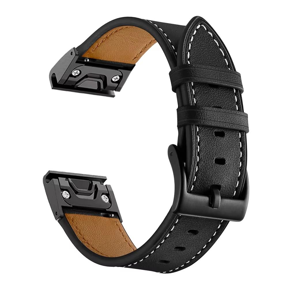 22mm White Stitch Quick Release Watch Band for Garmin Fenix 8 Pro AMOLED 47mm/8 47mm/Fenix E 47mm Fiber Leather Replacement Strap