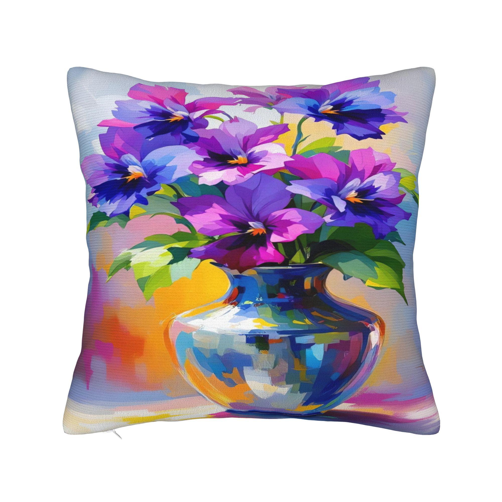 

Blue Flower Path Print Pillowcases Vintage Pillow Case For Sofa Car Home Decor Design Pillow Cover 12x12Inch