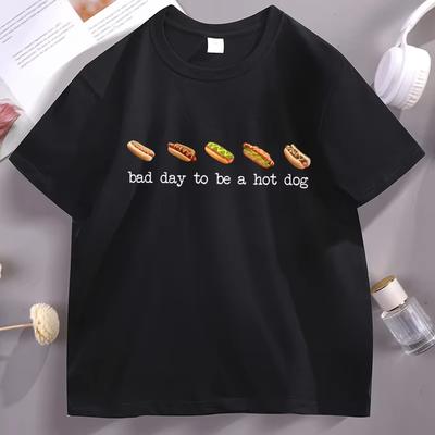 Hot Dog T Shirt Bad Day To Be A Hotdog Tshirt Funny Retro Hotdog Labor Day Tshirt Unisex Women Casual Round Neck Printed Tees