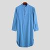 Camicia da pigiama da uomo a maniche lunghe tinta unita versatile camicia da notte da indossare ogni giorno Camicia con design a bottoni Fornitura maschile