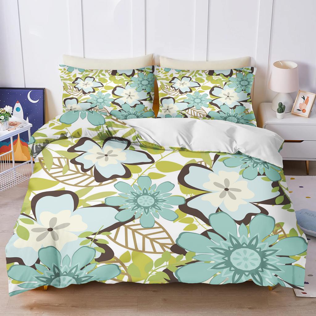 Plant Cute Flowers Bedding Set 3D Children'S Bedding Set Quilt Duvet Cover King Size Twin Covers Children Printed 100% Polyester