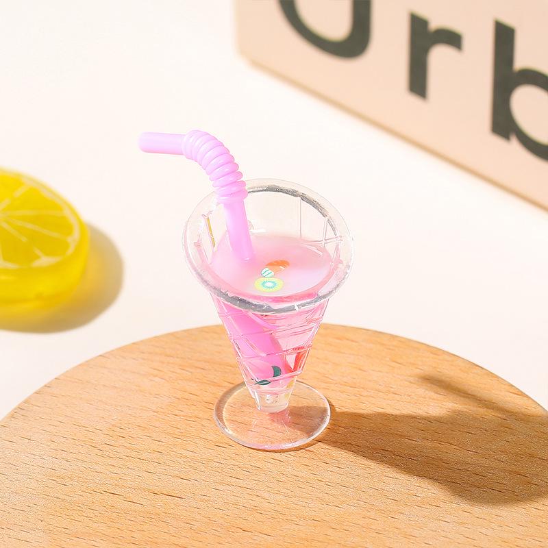 Mini Straw Juice Cup Keychain with Lanyard - Toy Ornaments & Accessories
