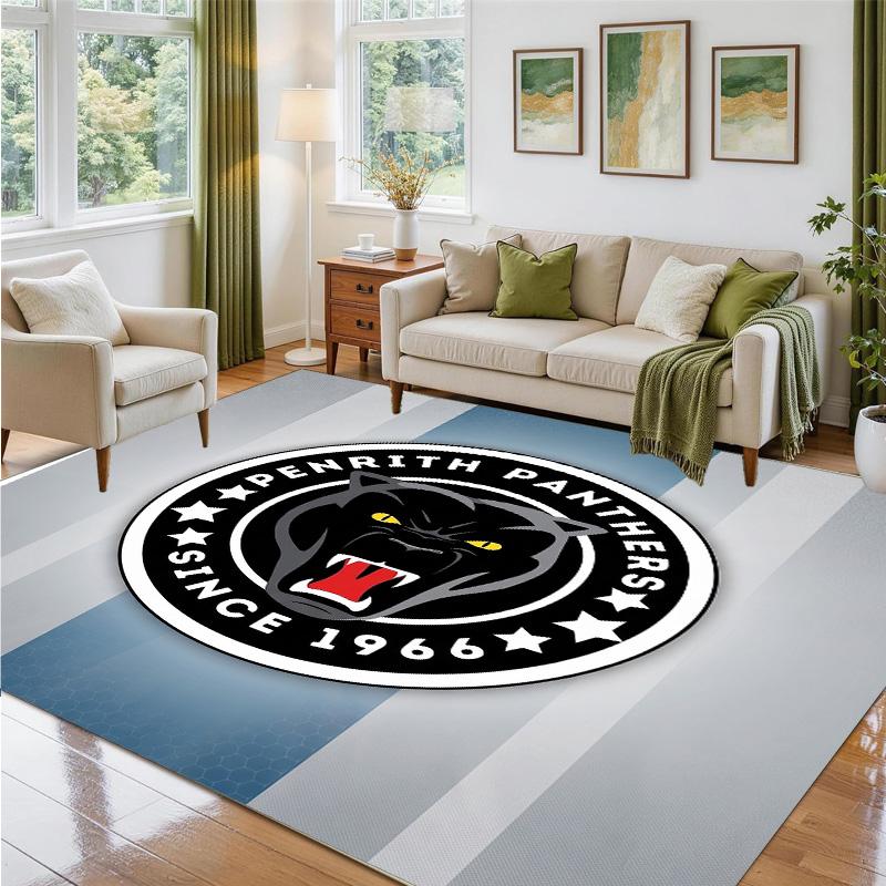 Penrith Panthers Design Crystal Velvet Rug Soft Decorative Mat for Bedroom Entrance