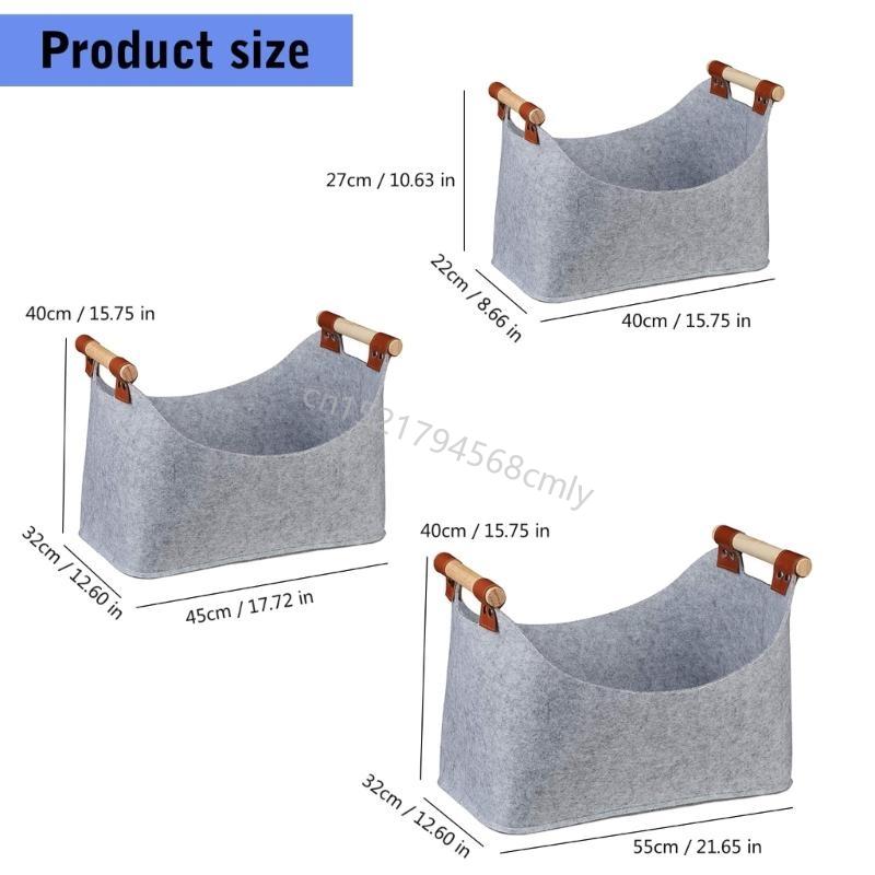 Spacious Gray Felt Woods Bag Durable Firewood Holder For Home And Camping Use 6XDE