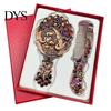 Vintage Peacock Hair Comb Mirror Set, Embossed & Handheld Rhinestone Makeup Mirror, Hand with for Women Retro Carved