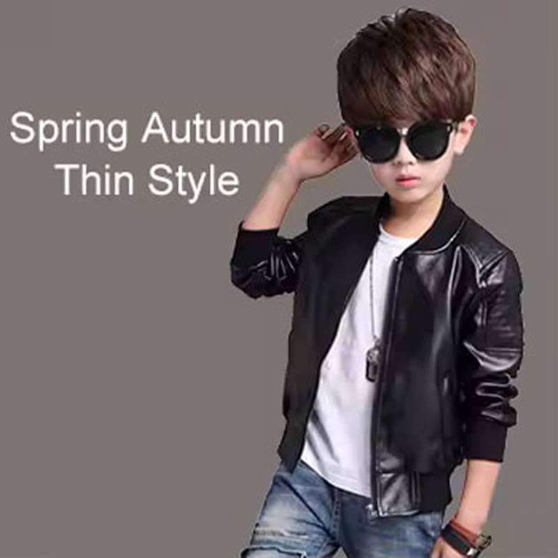 Boys Coats Autumn Winter Fashion Korean Children's Plus Velvet Warming Cotton PU Leather Jacket For 1-11Y Kids