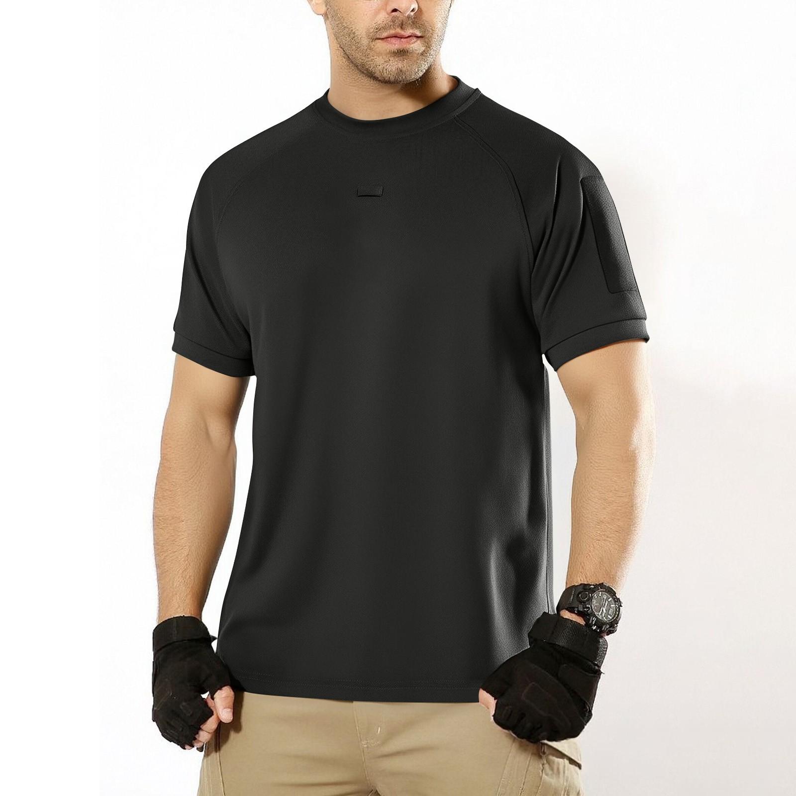 

Мужская летняя однотонная футболка с карманом, круглым вырезом, свободного кроя, с коротким рукавом L чёрный