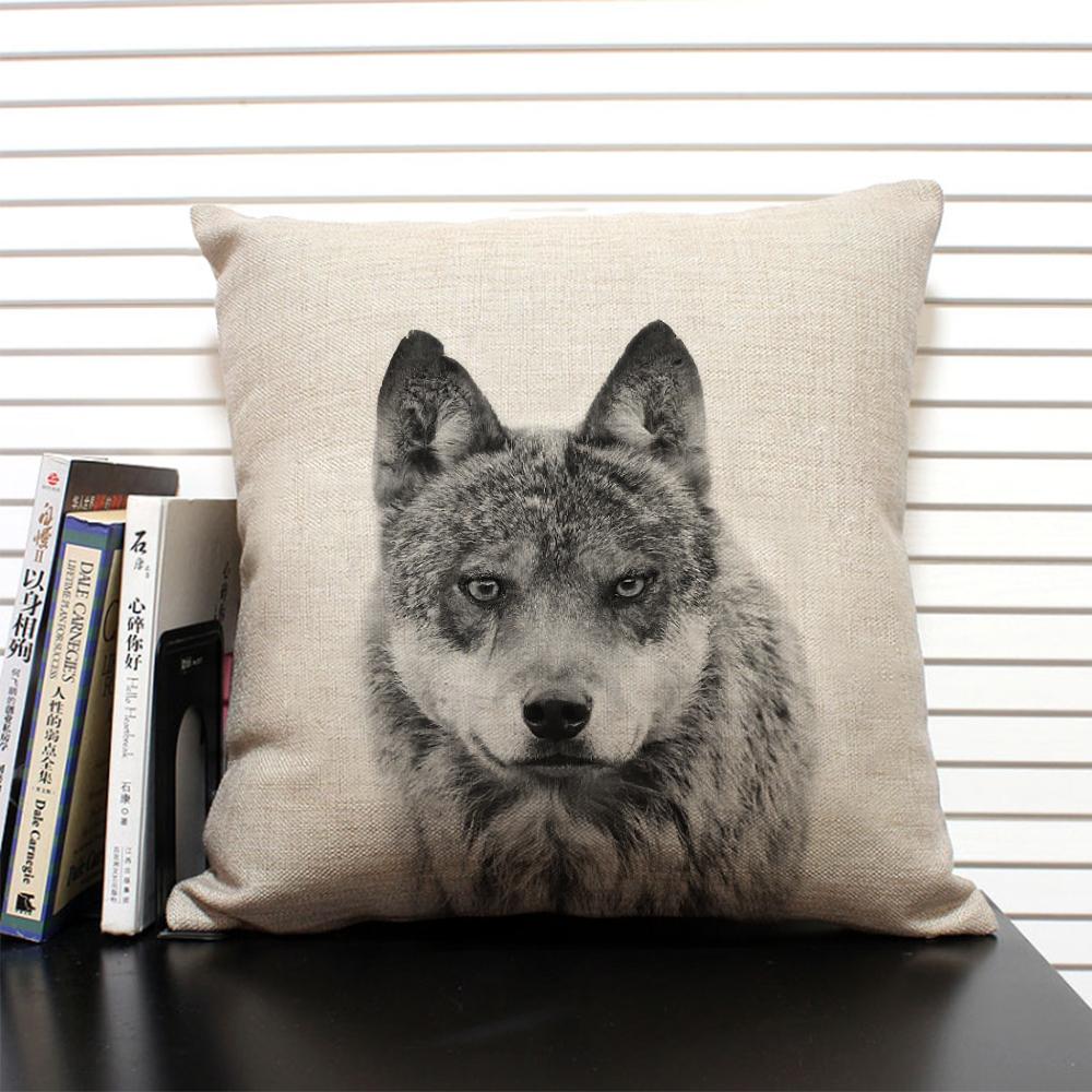 African Animal Lion Elephant Elk Decorative Pillow Cover Sofa Cushion Cover Farm Animal Portrait Linen Pillowcase 45x45cm