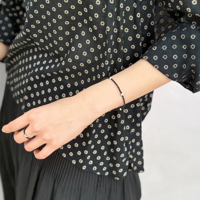 Black Spinel Star Charm Bracelet Natural Gemstone Black Spinel Star Charm Freshwater Pearl Bracelet