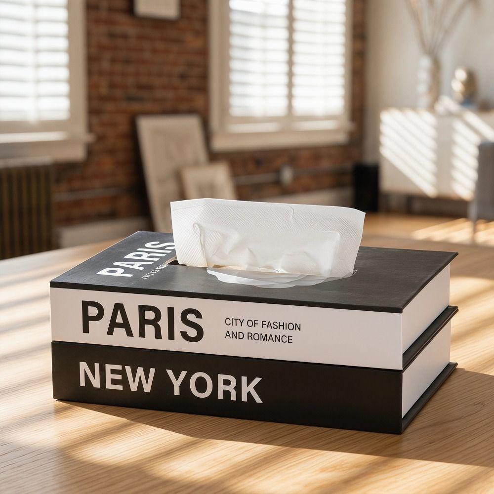 Ornaments Storage Box Luxury Paper Box Retro Book Style Tissue Box Hotel Use
