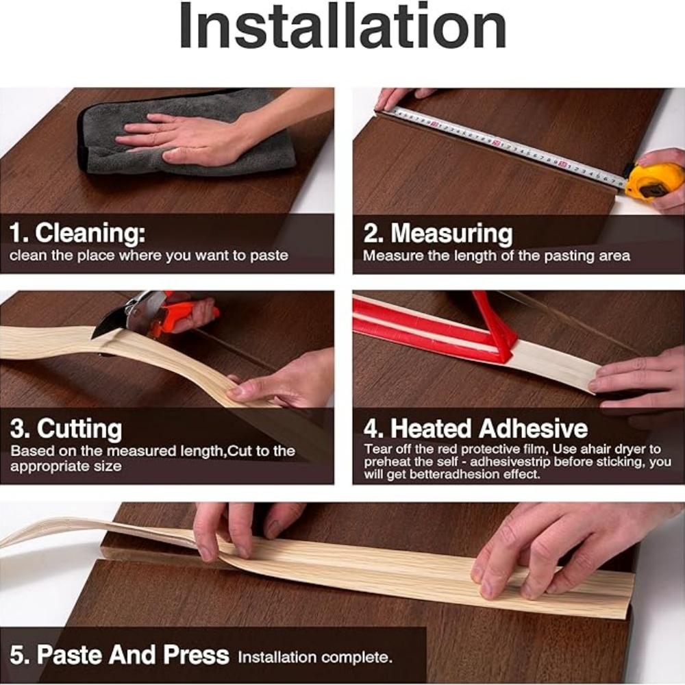 1PC 2/3metersX4cm Self-adhesive PVC Decorative Edge Strip Inner and Outer Corner Protection Strips, Used for Wall and Table