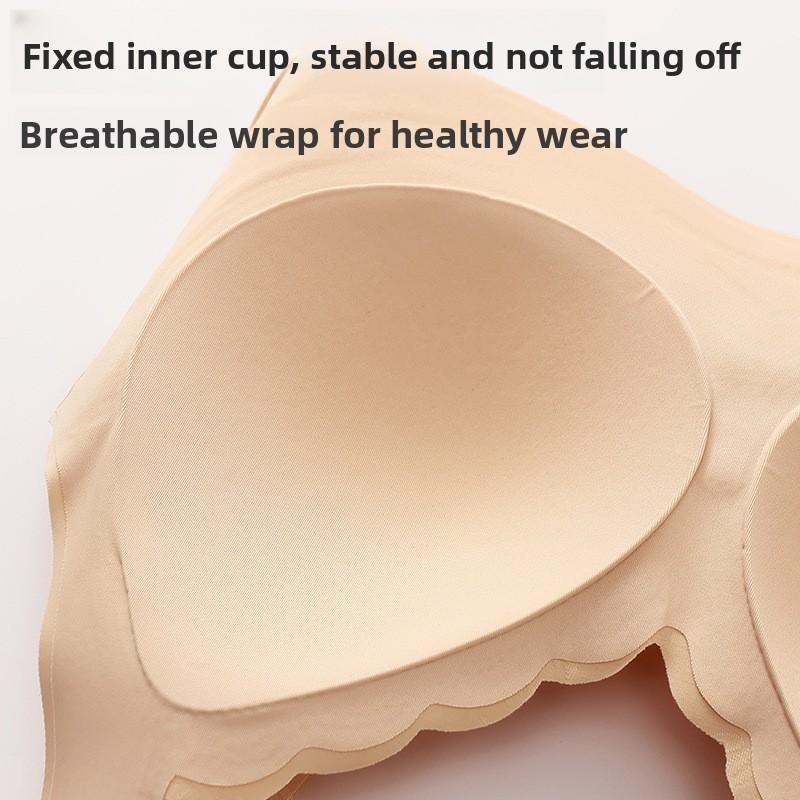Plus Size Seamless Bra for Mature Women Fixed Cup Thin High Stretch Wireless Tank Top Bra Mom Comfortable Supportive Full Coverage Underwear