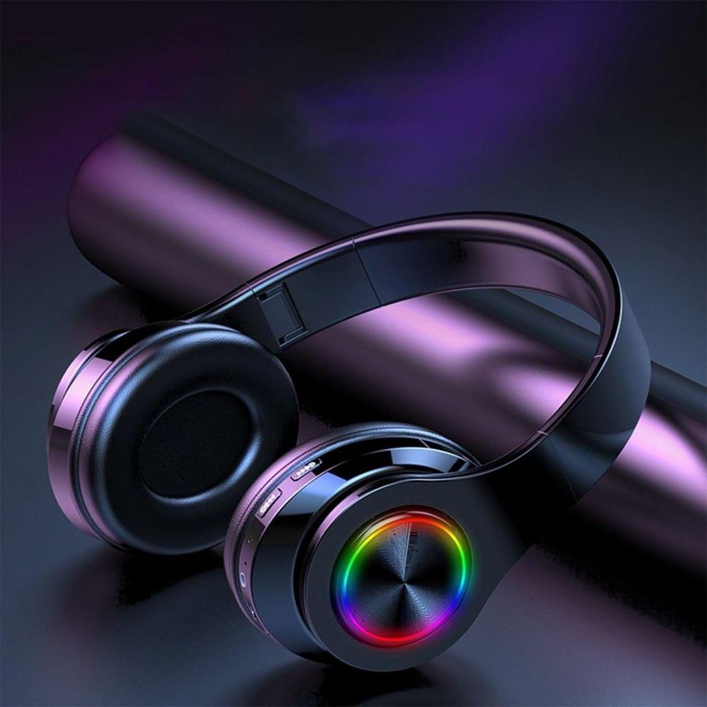 New Colorful Light Bluetooth Headset With Mic Stereo Wireless Call Headset LED Noise Cancelling Headphones Home