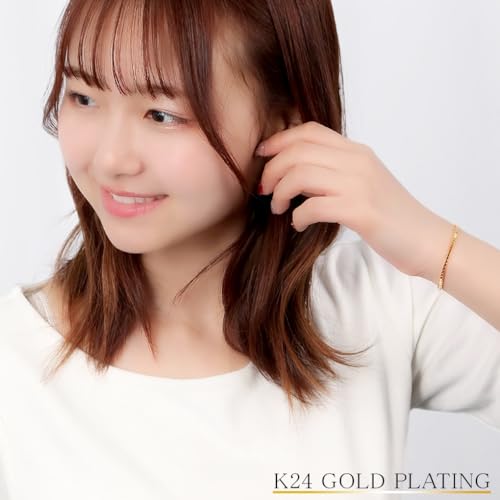 [Shinjuku Gin no Kura] Gold Venetian Chain Bracelet, 1.8mm Wide, 18cm, Silver 925, 24K Gold, Coated, Box Chain, Square