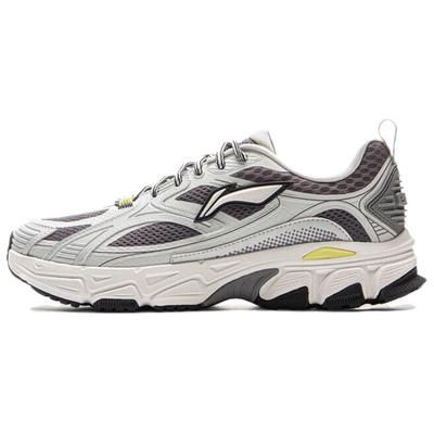 Li Ning Getaway Cushioning Slip Resistant Abrasion Resistant Rebound Low Top Casual Running Shoes Men's Gray Purple ARXV003-2