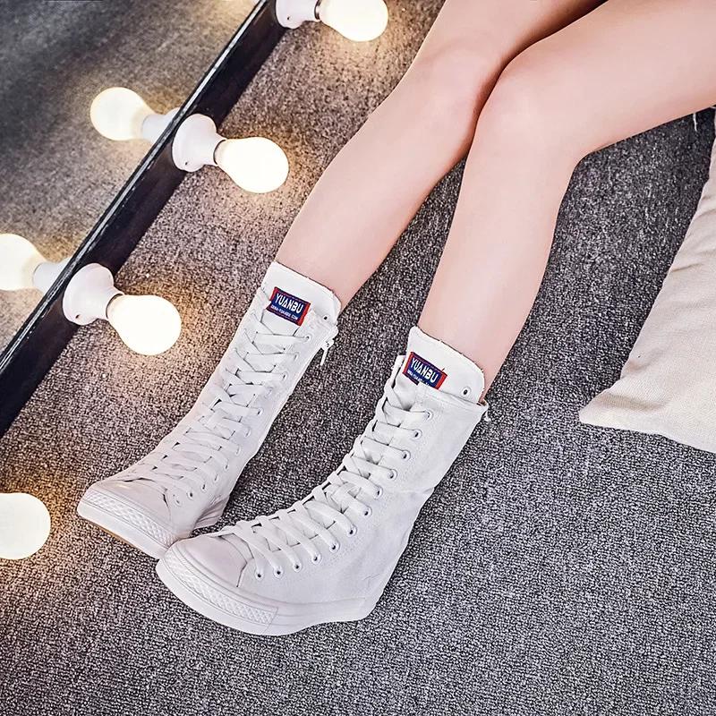 High Quality Fashion High Top Canvas Shoes for Women Hot Selling Women's Shoes Classic Lace-Up Boots for Women Botas Para Mujer