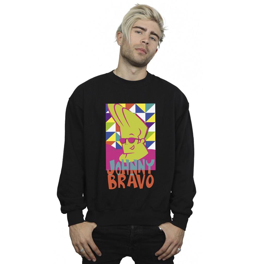 Johnny Bravo Mens Multi Triangles Pop Art Sweatshirt