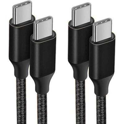 Lot of 2 Fast 3A USB-C To USB-C Cable for Samsung Galaxy A26 A23 A24 A22 A02s A03s A04s A12 A13 - Reinforced Nylon 1M Black