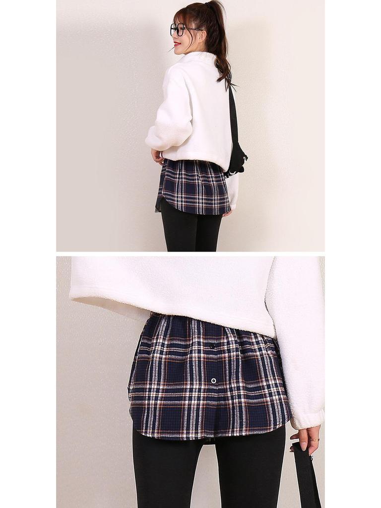 Plaid Layered Sweater Skirt for Women - Autumn/Winter Bottoming with Faux Hem To Cover Hips.