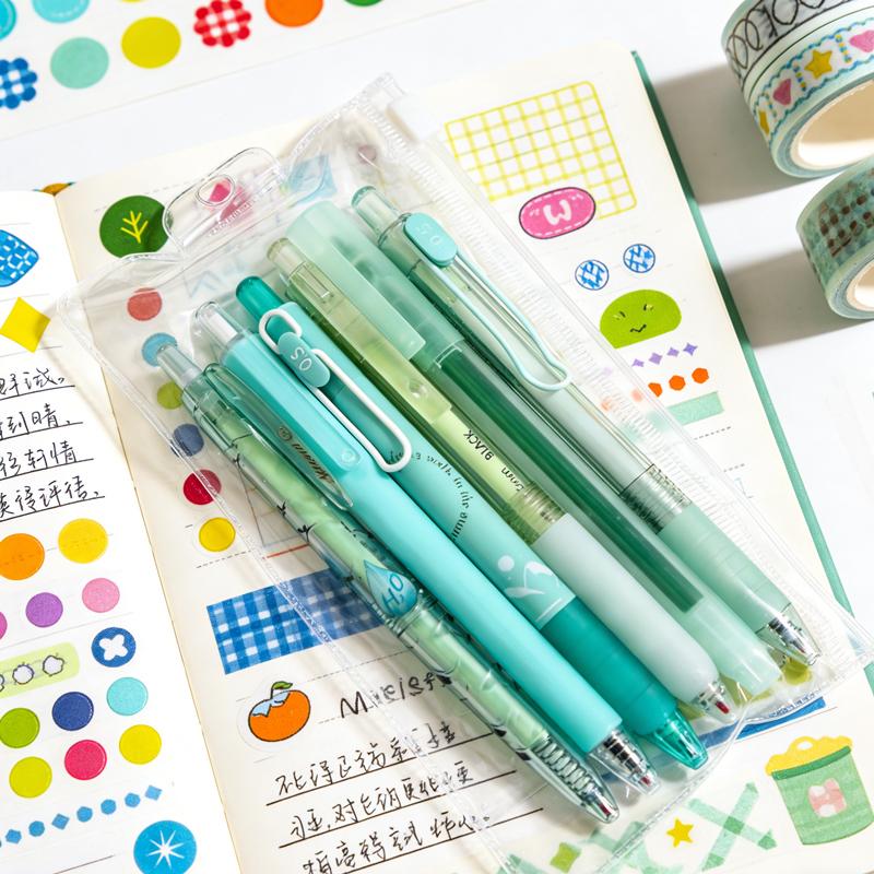 6Pcs Gel Pens Set 0.5mm Fine Point Black Ink Retractable Ballpoint Pens, Cute Aesthetic Pens for Writing School Office Supplies