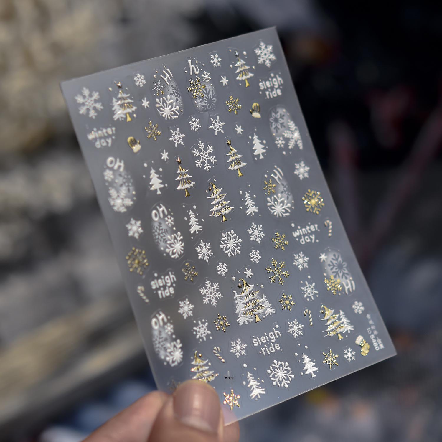 Tomoni Blue Snowflake Glitter Nail Stickers - Winter Christmas Collection