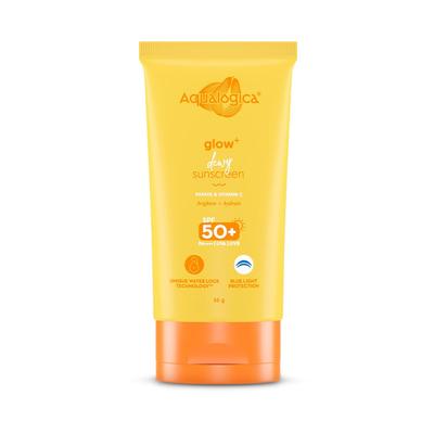 Aqualogica Glow+ Hydratační gelový opalovací krém SPF 50 PA++++ Hydratační Lehký Ochrana proti UV a modrému světlu 30 g Pro Všechny Typy Pleti