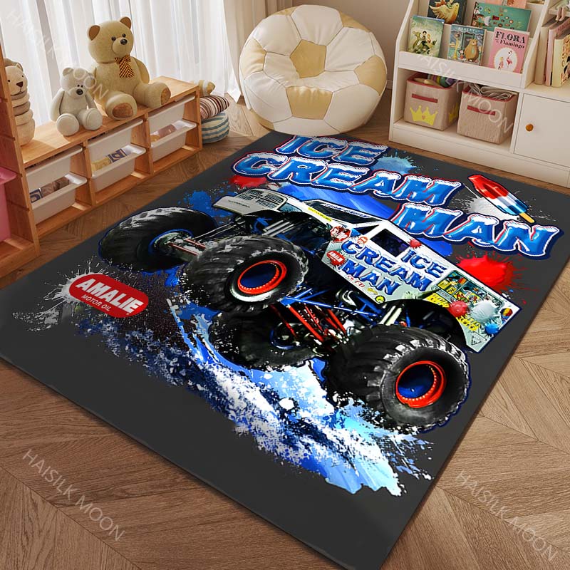 Große Räder Monster Truck 4X4 Muster Teppich Teppiche für Schlafzimmer Wohnzimmer Matte Kreative Fußmatte Ankleidezimmer Teppiche Luxuriöse Geschenke
