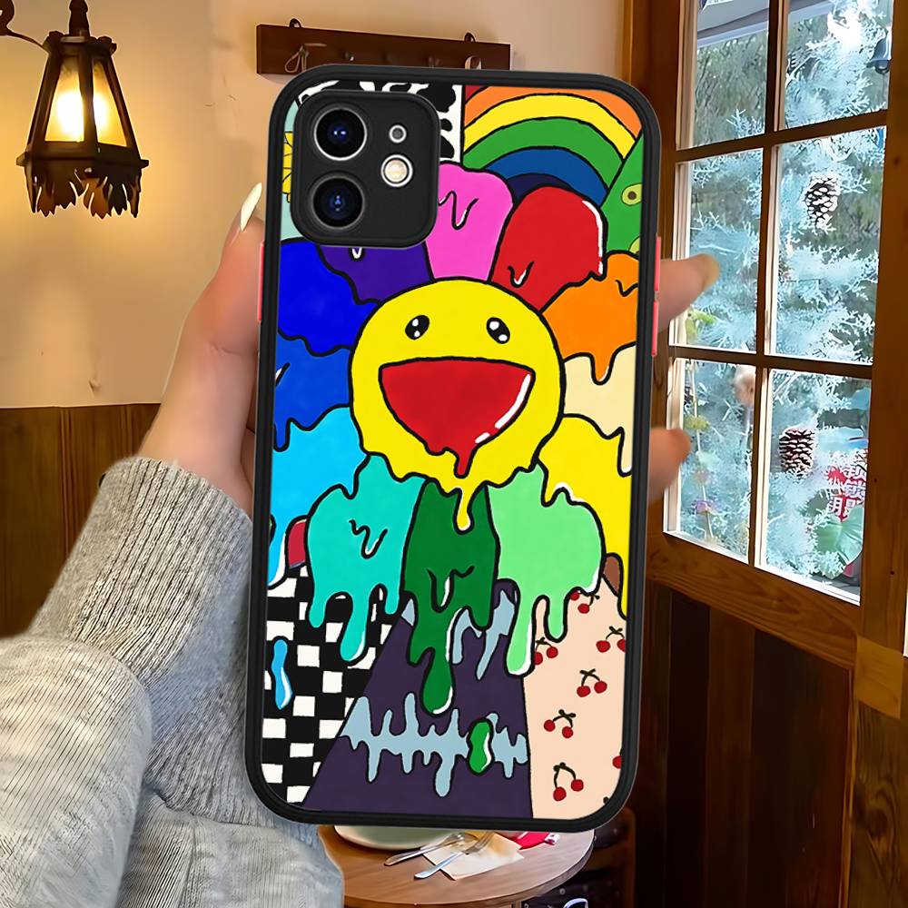 T-Takashi Blume M-Murakami Handyhülle Für IPhone 16 15 14 13 12 11 Pro Max XS Max X Plus Matt Stoßfeste Hülle