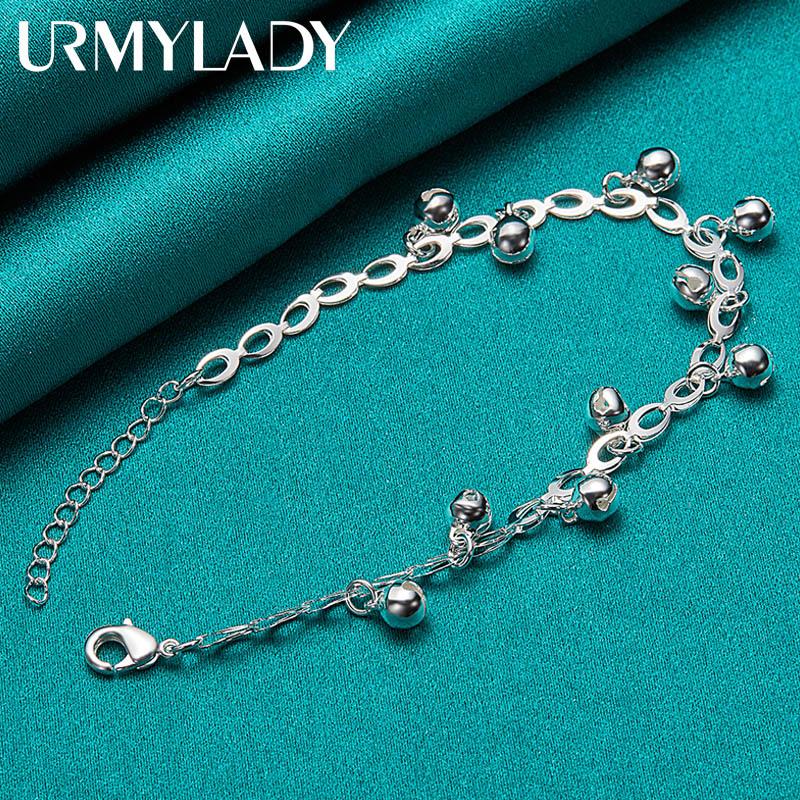 925 Sterling Silver Bell Chain Bracelet Fashion Jewelry MB102
