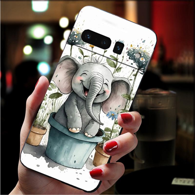 Cute Cartoon Baby Elephant Phone Case For Google Pixel 8 7 Pro 7A 7 6A 6 Pro Pixel 8A 4A 3A 4 XL Pixel 5 6 4 3 3A XL