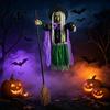 Sound Activated Party Prop 200cm Halloween Flying Witch with Scary Sounds & Glowing Eyes, Yard Ornament Creepy for Garden Lawn, Haunted House