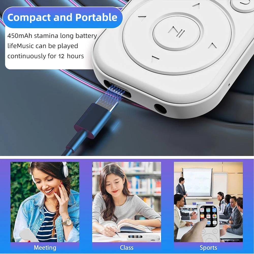 1.8 inch Slim MP3 Player Bluetooth 5.4 Portable Walkman Compatible eBook Recording FM Radio Music Player Built-in Speaker