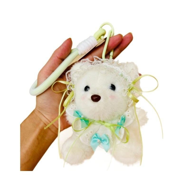 Cute Lace Bow Decoration Cartoon Plush Bear Doll Pendant Children Toy Gift For