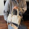 Faux Leather Solid Color Large Capacity Hobos Shoulder Bags for Women High Quality Versatile Undearm Ruched Handle Bags