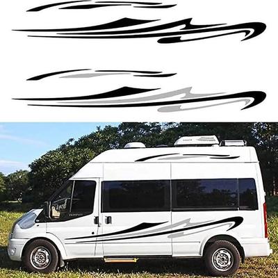 2 Pieces Big Car Decals Sports Motorhome Stripes Decorative Camper Vans Caravan Decals Vinyl Sticker Graphic Car Boat Body Side Film Decoration