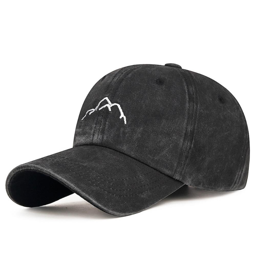 Washed Cotton Baseball Caps Mountain Embroidery Sunscreen Hats Unisex Trucker Hat  Summer