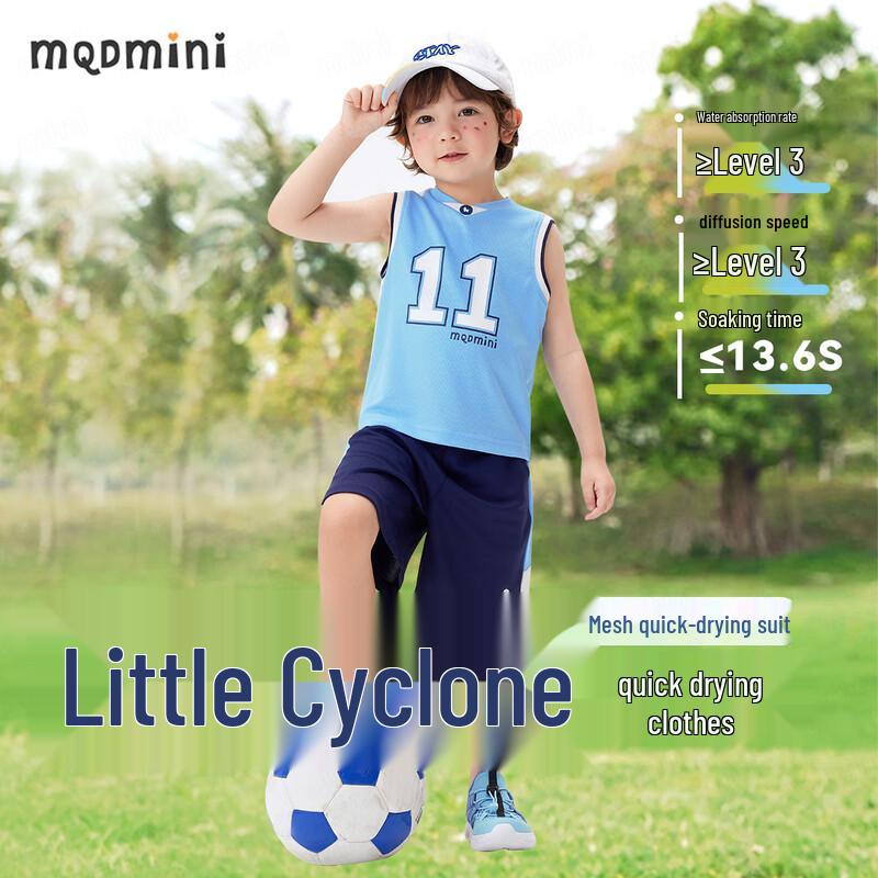 Boy s Quick-Dry Soccer Print Vest & Shorts Set 100cm
