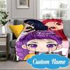 Custom Name KPop Cartoon Blanket bed sofa Blanket Flannel Blanket for Camping, Hiking, Picnic Essentials,gift for Fan family