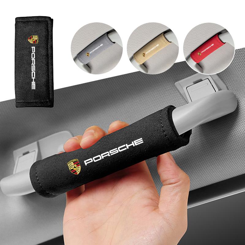 Car Suede Auto Emblem Roof Handle Protection Pull Gloves Accessories For Porsche 911 718 Cayenne Cayman Panamera Macan Boxster DNPQR1
