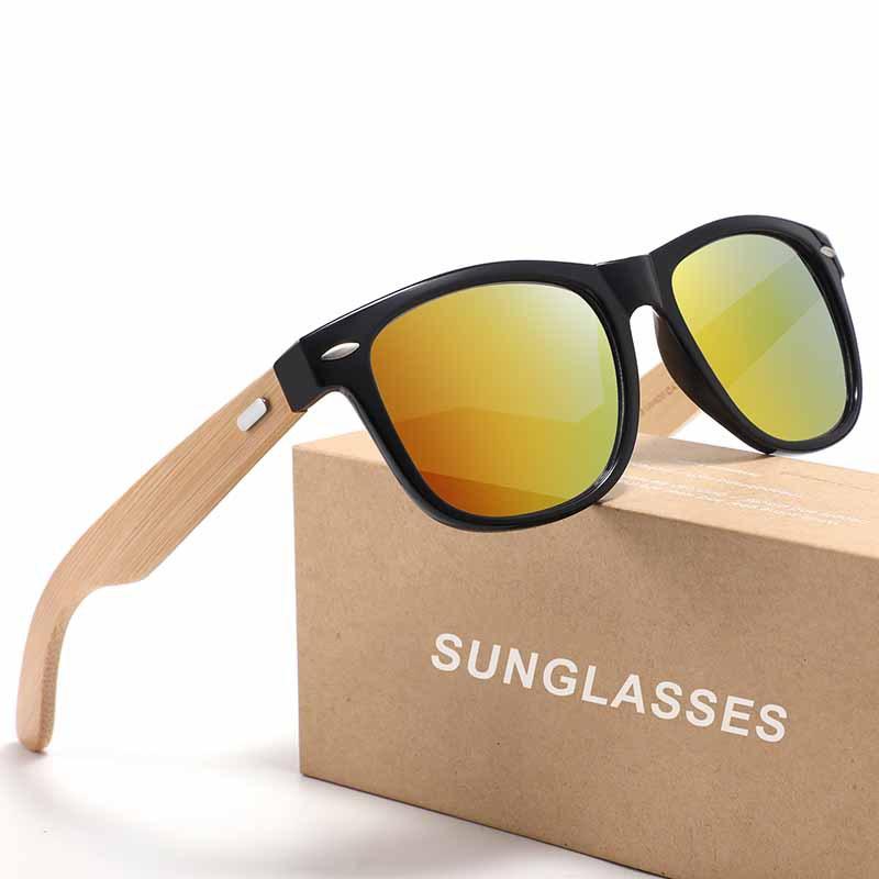 Ochelari din Lemn de Bambus pentru Bărbați Ochelari de Soare Clasici Retro din Lemn Ochelari de Soare Cadou Ochelari de Soare cu Balamale din Orez pentru Femei