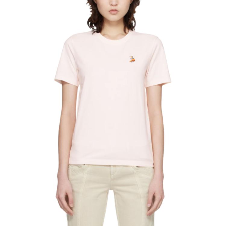 Maison Kitsune Logo Patch Round Neck Short Sleeve T-Shirt Women T-shirts QW00109KJ7026-0448