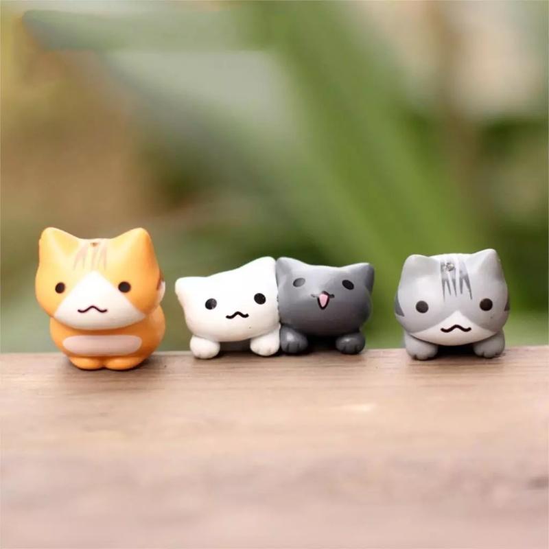 6Pcs/Set Creative Succulent Flowerpot Moss Micro Landscape Doll Cute Cat Simulation Decoration Doll Cake DIY Assembly Ornaments