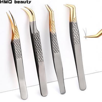 100% Geschlossen Hohe Qualität Premium Schwarz-Gold Wimpernpinzette Hand Anti-Rutsch Design 3D 6D Wimpernverlängerungen Make-up Werkzeuge