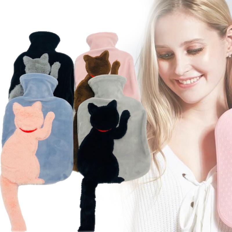 Adorable Plush Cat Design Water Injection Hot Water Bag Soft Durable Pvc Material For Cozy Warmth