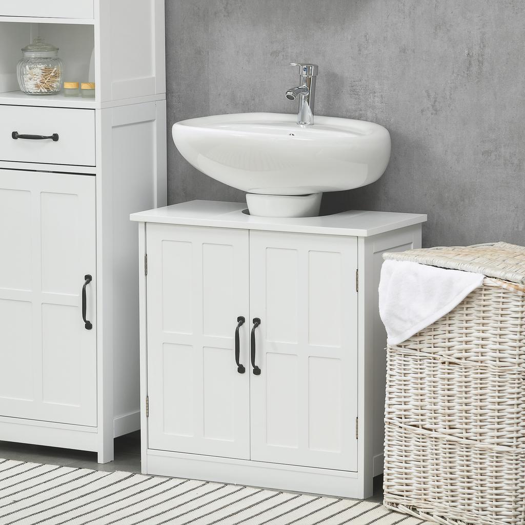 Bathroom Sink Cabinet Under Sink Furniture With Double Door And Adjustable Shelf 60x30x60cm White