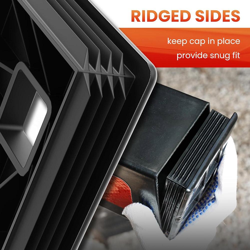 2/4 Pack Trailer Protective Cap RV Bumper Plug End Cap Easy To Install and Remove 4 Inch Black Square Bumper Caps RV Accessories