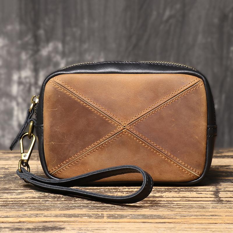 

Высококачественная мужская роскошная кожаная сумка-клатч, винтажный кожаный кошелек, креативный кошелек для монет, сумка для телефона