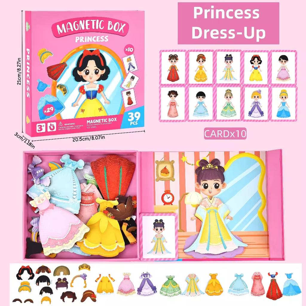 Magnetic Sticker Diy Character Face-Changing Toy Early Education Puzzle Kids Princess Dress Up Matching Game Career Pretend Play